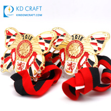 Unique design custom made metal zinc alloy colorful soft enamel butterfly shaped carnival medal with ribbon